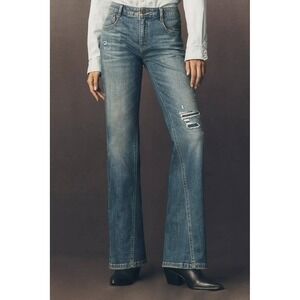 Pilcro‎ Essential Mid-Rise Flare Jeans  Womens 25 Medium Wash Blue Anthropologie
